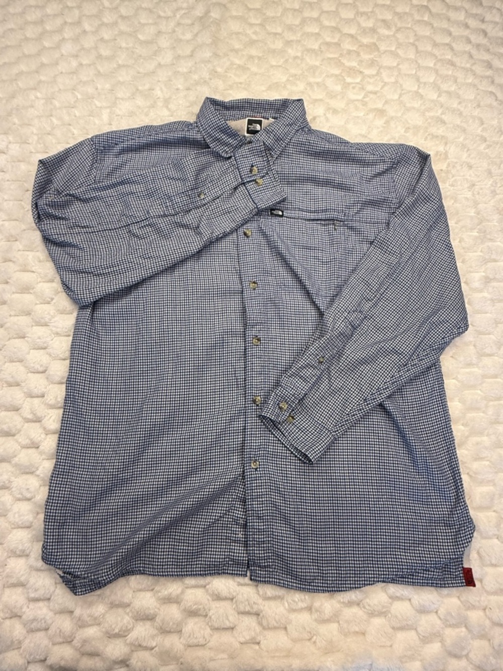 The North Face Men's XL Blue Plaid L/S Gingham Hiking Fishing Button Up Shirt